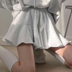 Elastic Waist Casual Fleece Flare Skirt