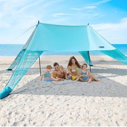 INSTANTENT® 15x9FT Beach Tent for Family, with UPF50+ Protection, Includes Sand Bags, Ground Pegs, Stability Poles, Easy Setup Beach Shade Canopy for 
