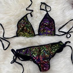New small metallic bikini y2k festival rave outfit raver low rise dancewear boho  