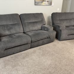 Two piece power recliner sofa and oversized chair set