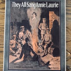 1915 Large Format Antique Sheet Music - They All Sang Annie Laurie #7468