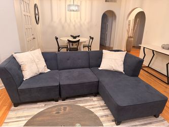 Navy Blue Sectional Couch with Chaise