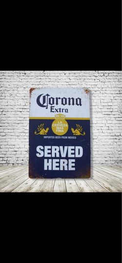 Corona Vintage Style Antique Collectible Tin Metal Sign Wall Decor