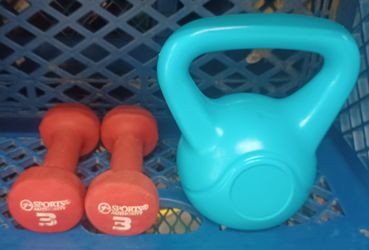 Sports Authority 3lb. pound dumbbells 5lb, pound Kettle bell