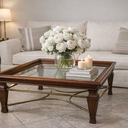 Wood & Glass Coffee Table – Elegant Classic Style