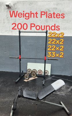 ‼️200 Weight Plates Pounds  + Pull Up Tower+Bar+Bench
Delivery for extra