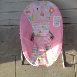Bright Starts Fantasy Unicorn Vibrating Infant Baby Bouncer.