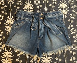 Free People High-Waist Denim Shorts - Blue