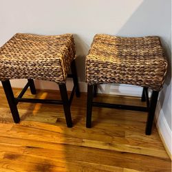 Set Of Rattan/Wicker Bar Stools(2)