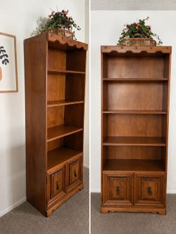 Solid Wood Bookshelf with Storage Cabinet