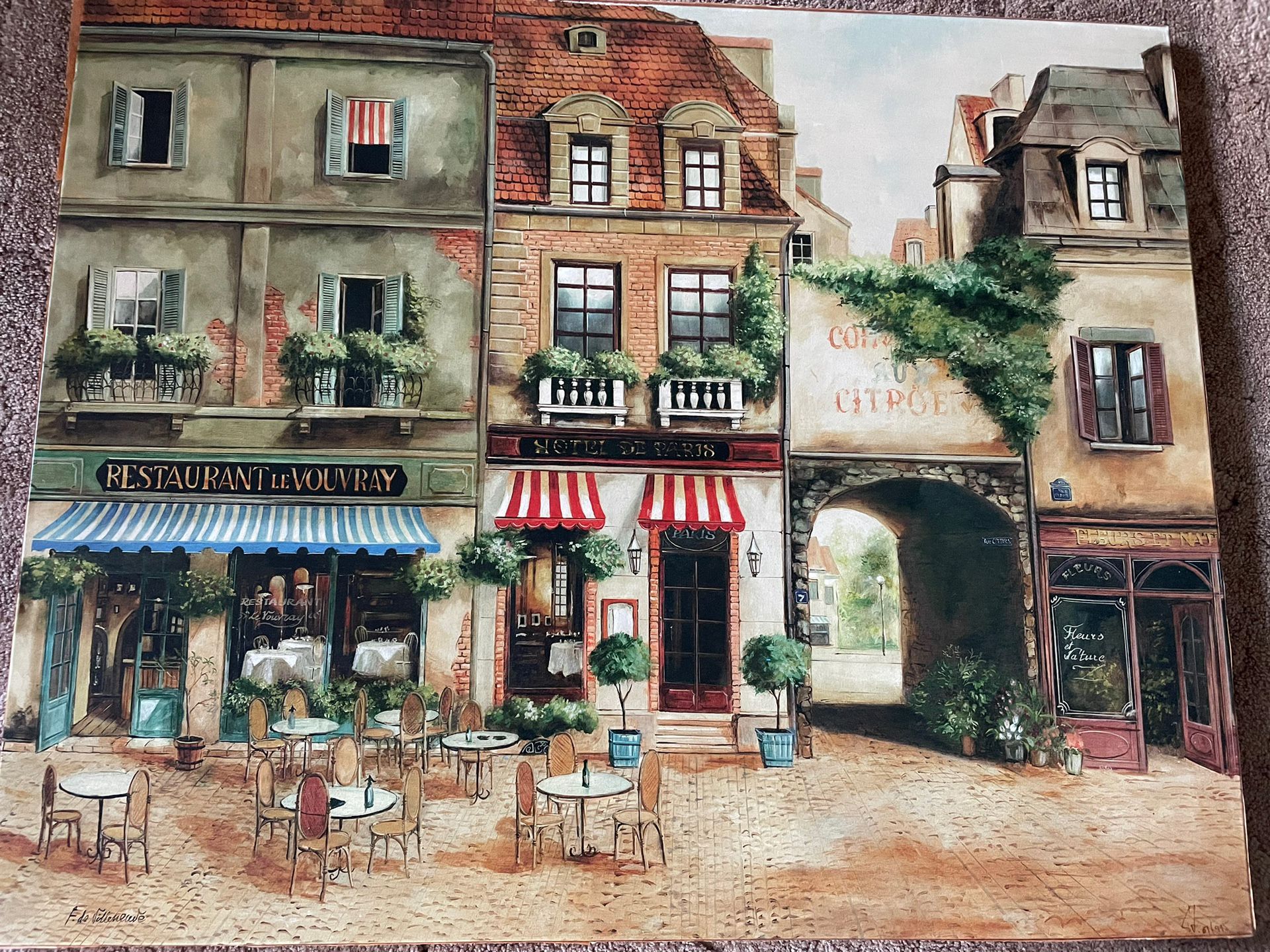 Hotel de Paris, Fabrice de Villeneuve  Canvas Art 39.5” Wide And 32” Tall