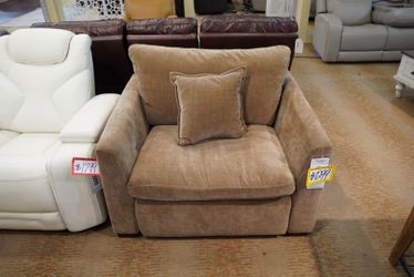 Taupe Fabric Chair and Half Recliner Synergy