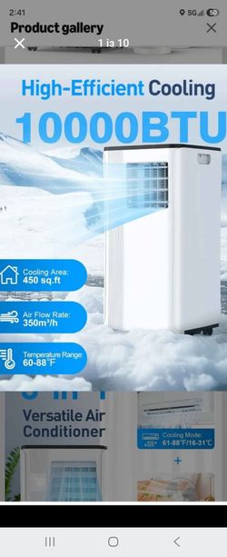 Brand new✅️10000 BTU Portable AC for Room up to 450 Sq. Ft, 3 in 1 AC Unit with 24H Timer. White