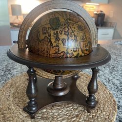 Vintage Old World Zodiac Globe On Wood Base | Made In Italy