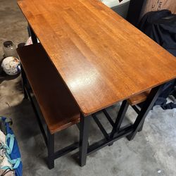 Solid Wooden Table + Bench + 2 Stools – $50