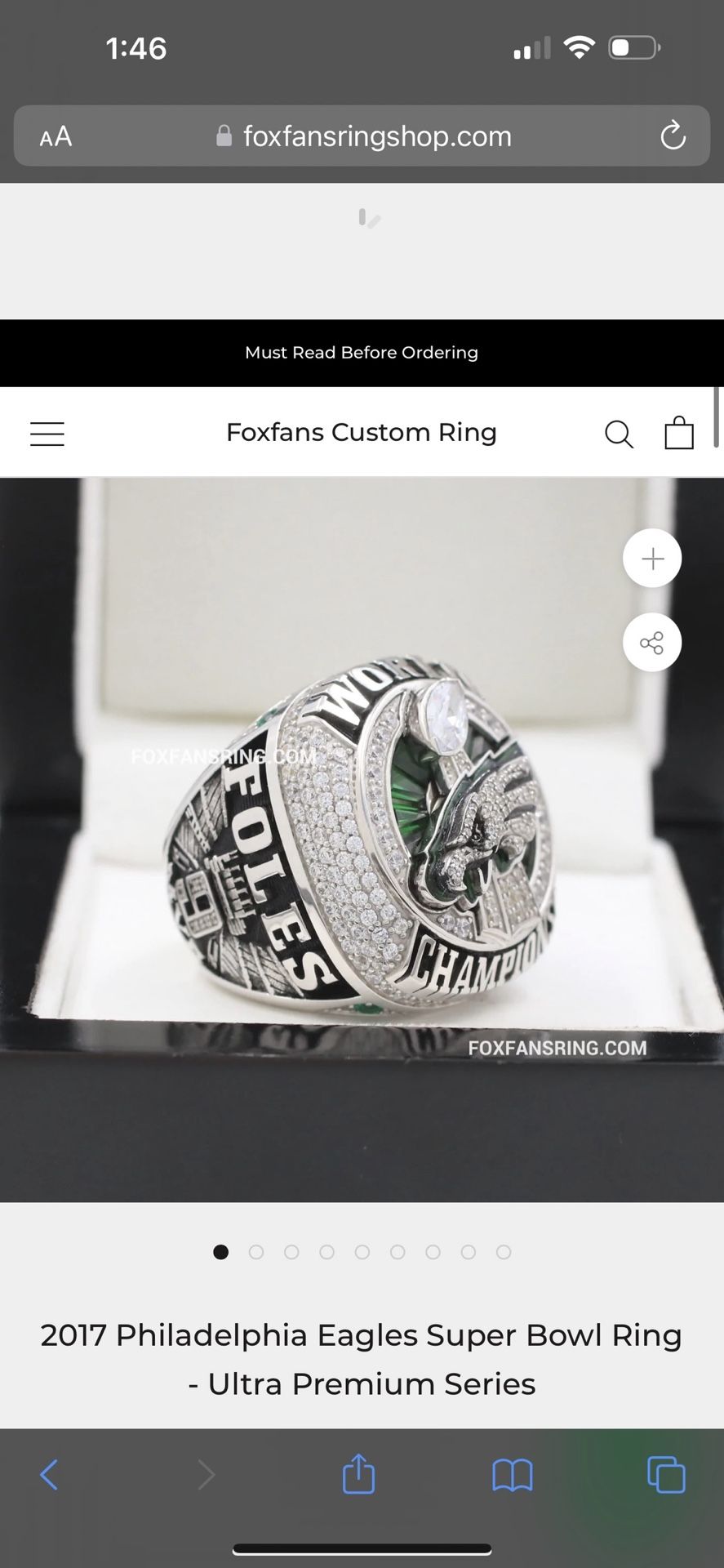 2017 Philadelphia Eagles Super Bowl Ring Nick Foles