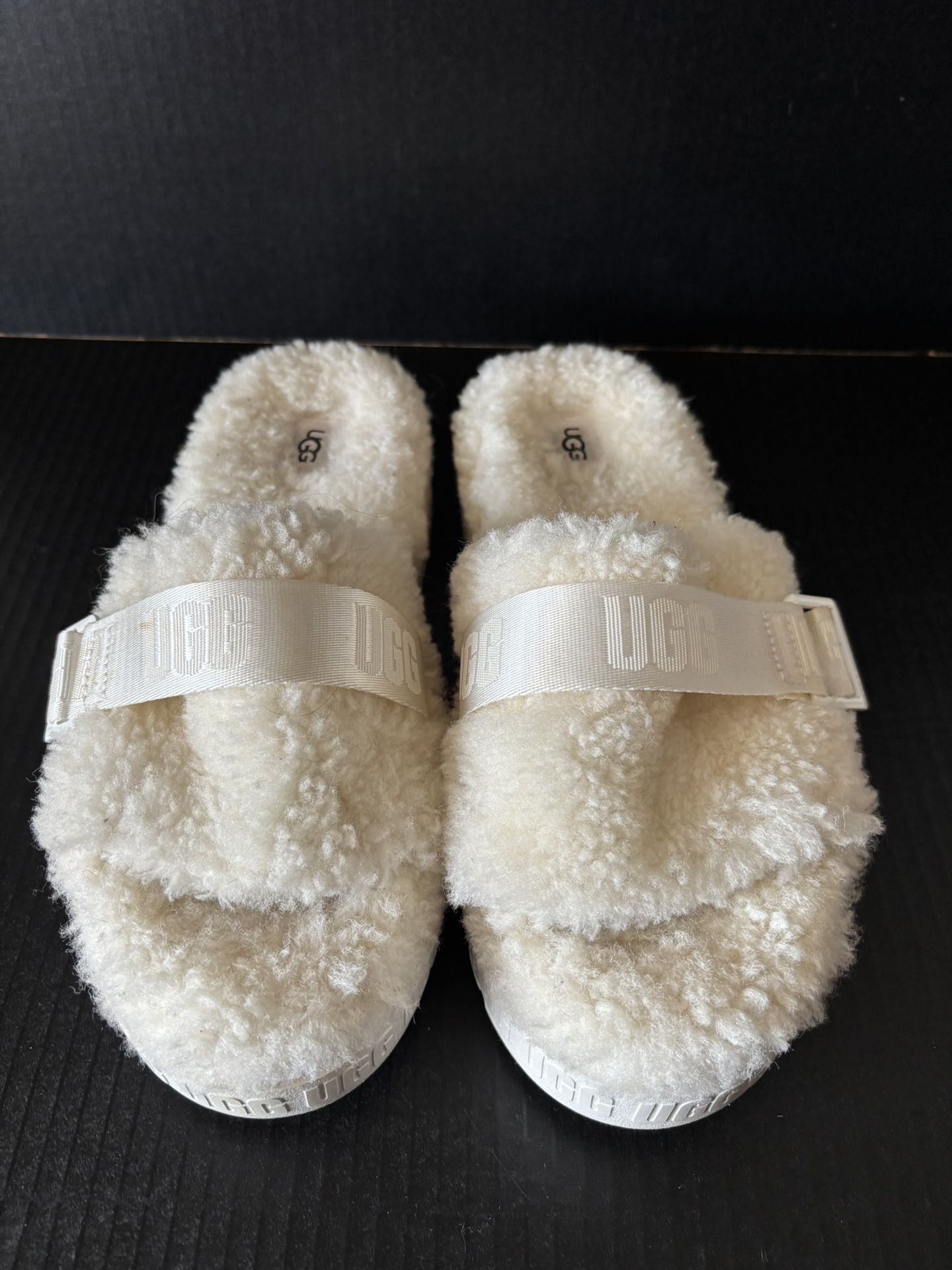 Women’s UGG Fluffita Slide Slippers White 10