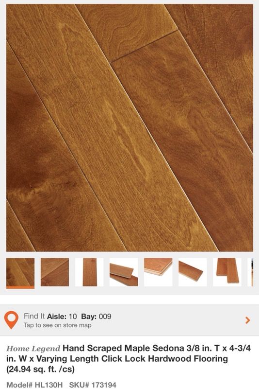 Home Legend Hand Scraped Maple Sedona 3/8 in. T x 4 3/4 in. W x Varying Length Click Lock Hardwood Flooring