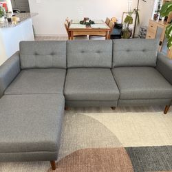 Burrow Nomad 3 Seat Sofa Heather Charcoal With Ottoman