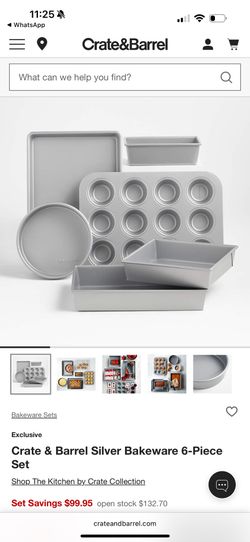 Crate & Barrel Silver Bakeware 6 Piece