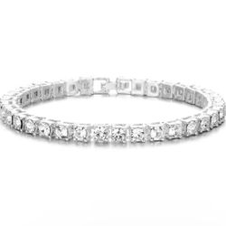 3/4mm Iced Out Zircon Tennis Chain Bracelet Women Hip Hop Sterling Silver