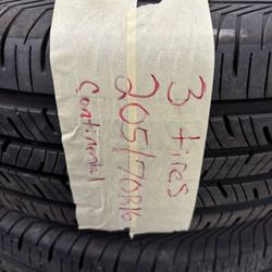 3 tires 205/70r16 continental good condition $100