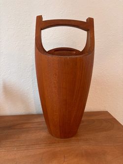 MCM solid teak ice bucket with insert