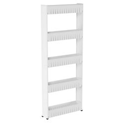 Lavish Home 5-Tier Rolling Cart Plastic Pantry Organizer