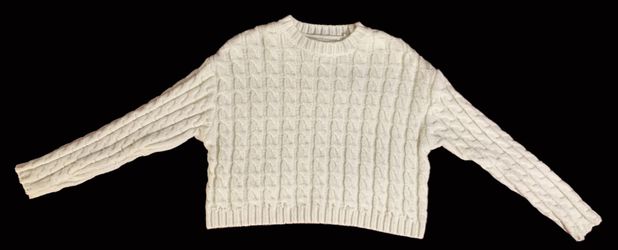 Zara Kids Girls 9-10 White Cable Knit Pullover Sweater