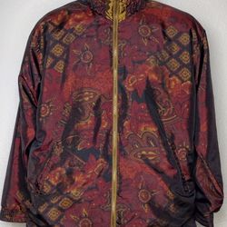 Vintage 80's Lavon Full Zip Parka Windbreaker Jacket Size Medium All Over Print