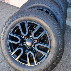 2025 TIRES AND WHEELS GMC SIERRA AT4 HAVE TPMS SENSORS 20 INCH TIRES GOODYEAR ALL-TERRAIN 70 % $ 1075 FIRM.