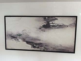 Large Framed Abstract Wall Art – Black, White & Gray