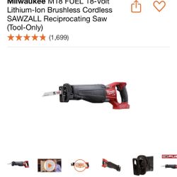 Milwaukee M18 FUEL 18-Volt SAWZALL Reciprocating Saw (Tool-Only)