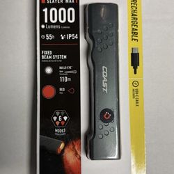 Coast Slayer Max 1000 lumen Rechargeable LED Flashlight 31071 White & Red Light