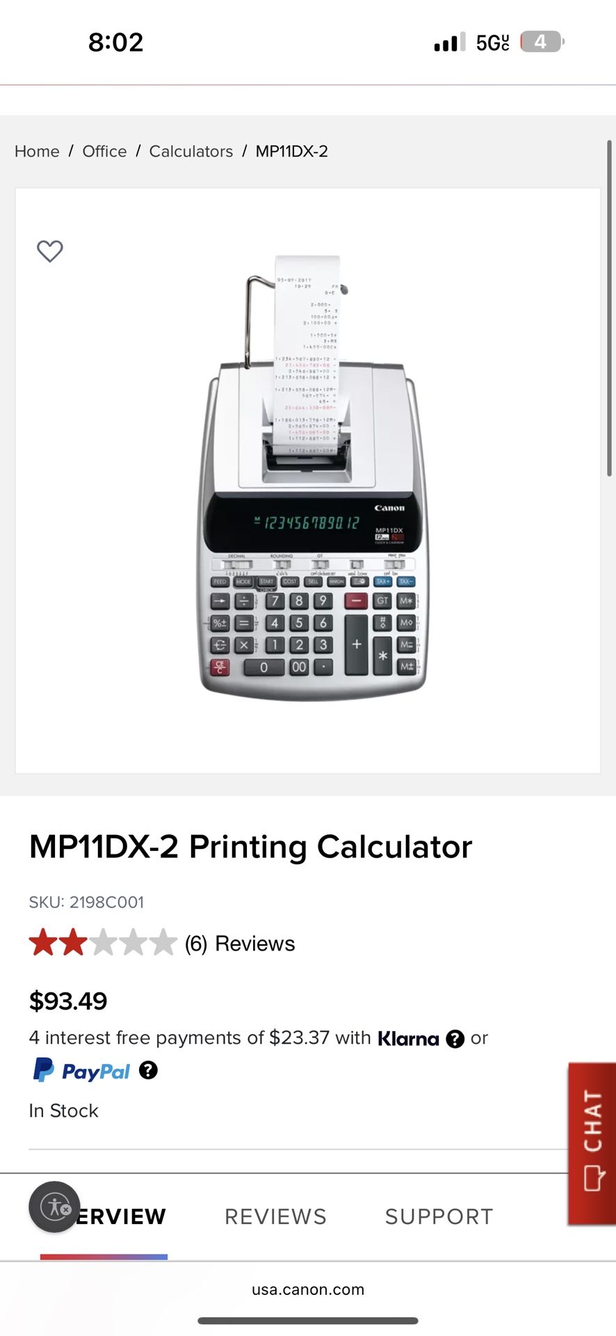 Canon Mp11dx2 Printing Calculator New In