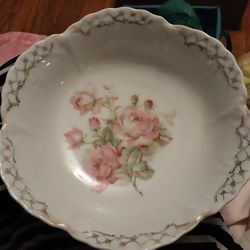 Antique Hand Painted Serving Bowl Made In Bavaria