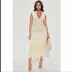 Catalina Crochet Maxi Dress - Cream