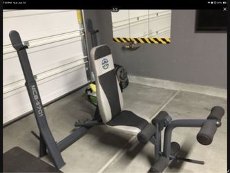 Bicep Tricep Preacher Curl Machine, Bench  with spotter and leg extension and weights racks (Pick up only)
