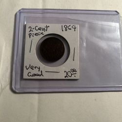 1864 Two Cent Piece With Large Metro