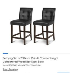 Set Of 2 Bar Stools 25inch Counter Height Barstool 