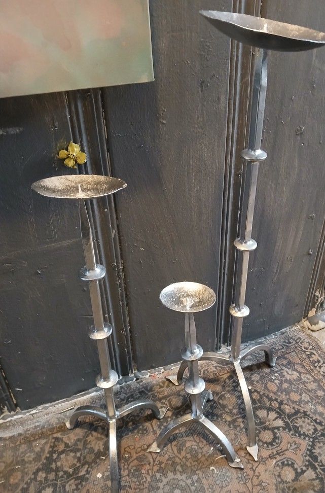 Silver Metal Candle Holders