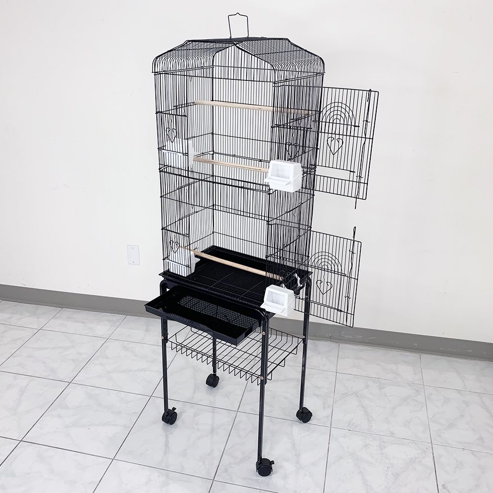 New in Box $60 Bird Cage 60” Tall Standing Parrot Parakeet with Rolling Stand 18x14x60 Inches