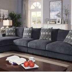 Sectional Sofa Left Chaise Grey Chenille. New Especial Price 