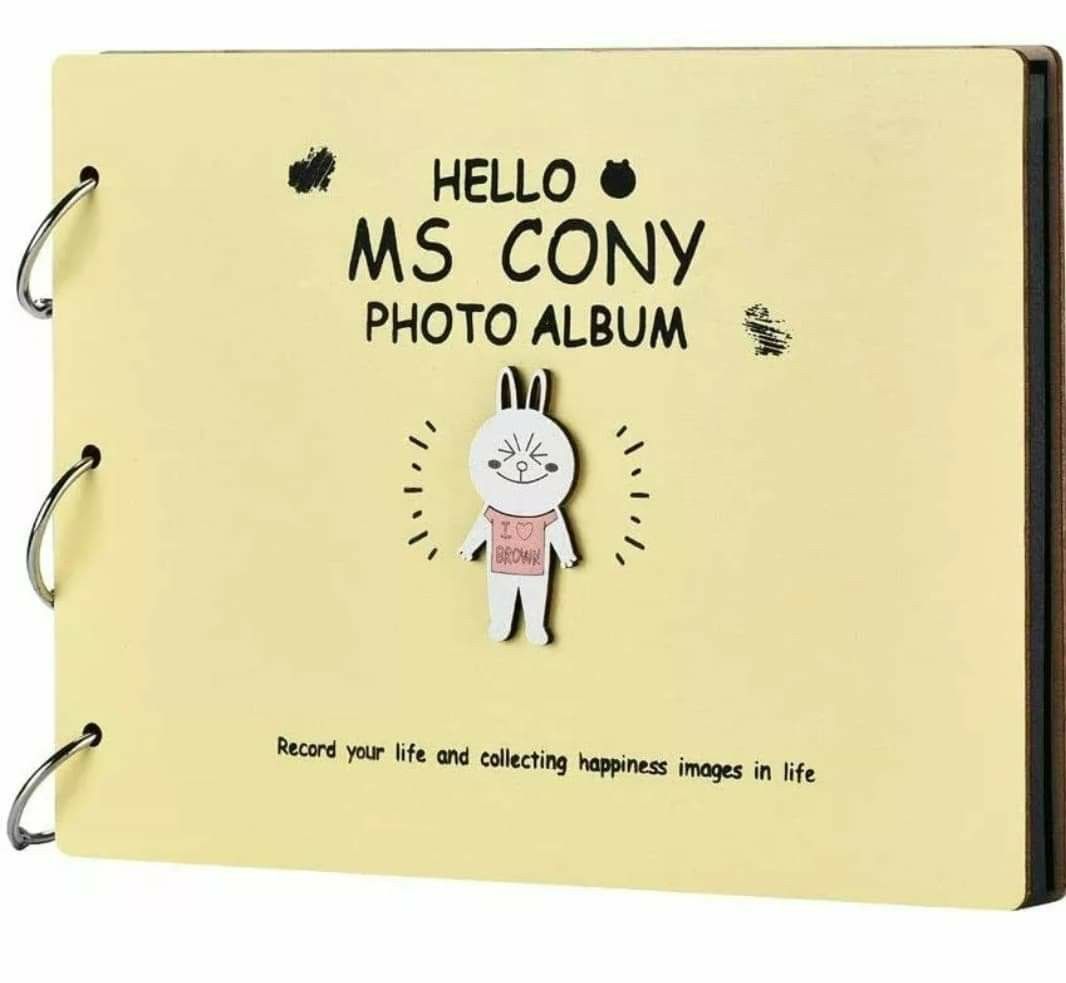 Wood Scrapbook Album Wooden Photo Album DIY Album Scrapbook,Cony Rabbit. New open box. Comes with scrapbooking kit. 30 pages.