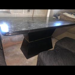 Dining Table with Gold Trim Solid Wood 