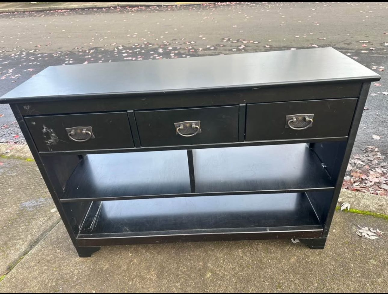 Retro Console Table with 3 Storage Drawers(Espresso)