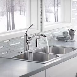 KITCHEN FAUCET - KOHLER Mistos Single-Handle Standard Kitchen Faucet with Side Sprayer in Polished Chrome