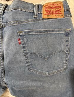 Levi's 505 Mens Jeans 38X34 Light Wash Straight Fit Denim Stretch denim