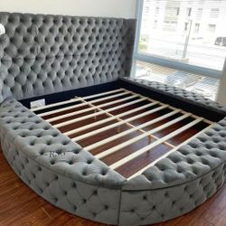(Discount Code: RSG)Black, Gray, Ivory Color Round Shaped Storage Master Bed Frame 