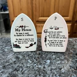 Vintage Iron Shaped Pair Of Salt And Pepper Shakers.  Preowned Excellent Condition 